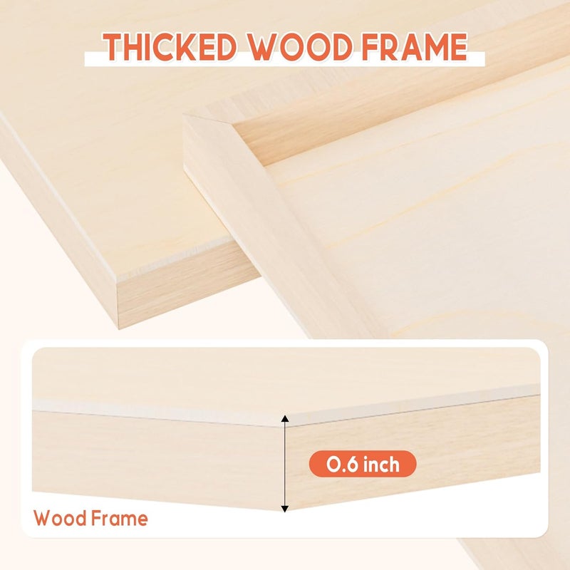 HANSILK Unfinished Wood Canvas Panels for Painting, 8×10" Basswood Canvas- 1/2" Deep Cradle Board with Easel for Acrylic and Oil Painting, Pouring Art, Crafting - Image 3